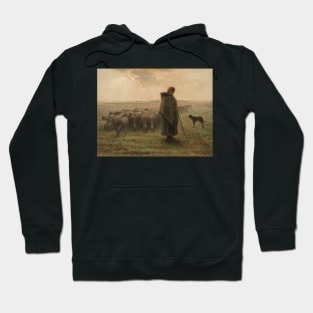 Shepherdess and Her Flock by Jean-Francois Millet Hoodie